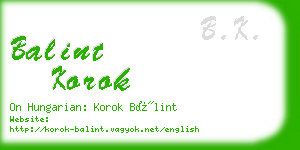 balint korok business card